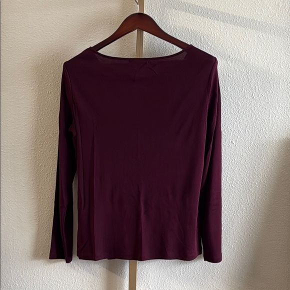 Lauren Ralph Lauren Elegant Cotton Top long sleeve plum glass bead – Size L - Picture 4 of 4